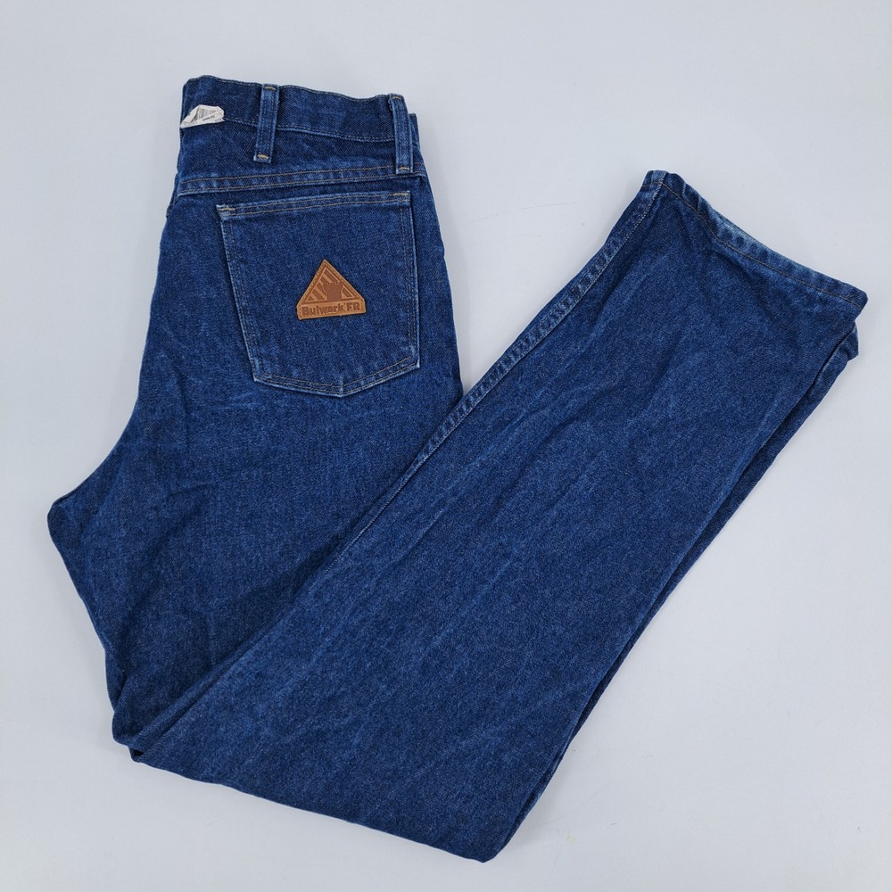 Bulwark FR Flame Resistant Work Jeans Mens 34x34 100% Cotton Blue NFPA 2112